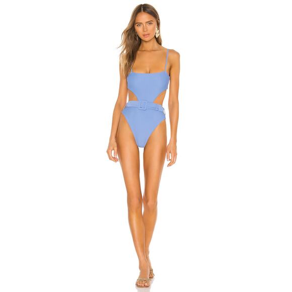 Camila Coelho Paulista One Piece Swimsuit Cutout Sea Breeze Blue NO BELT Medium - Picture 1 of 12